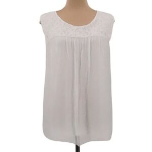 Elena‎ Baldi Silk Tunic Top Womens Size L White Lace Boho Romantic Bridal  Italy